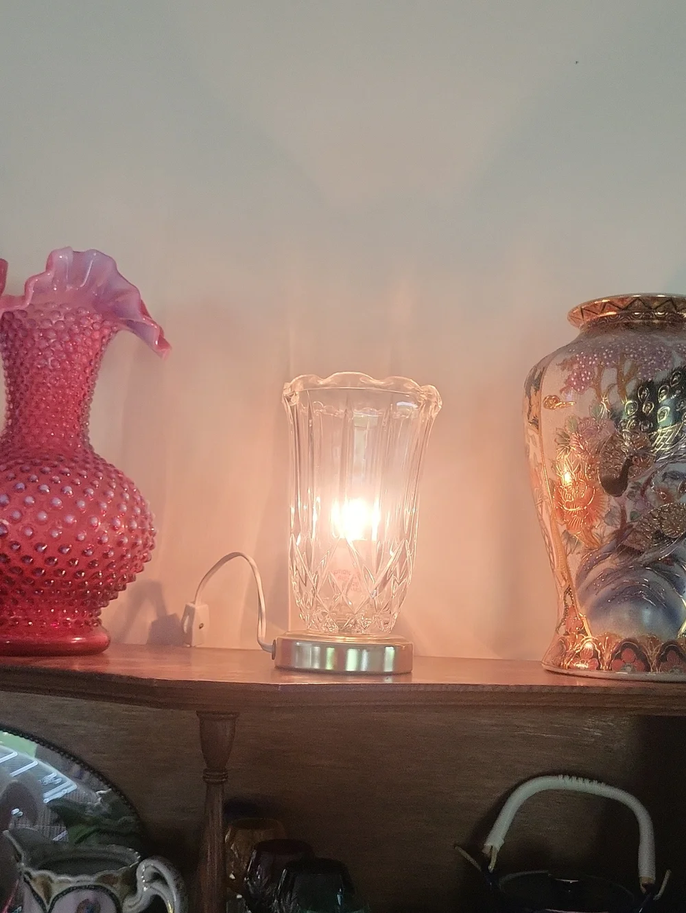 Crystal-Style Table Lamp - Clear Glass with Gold Base